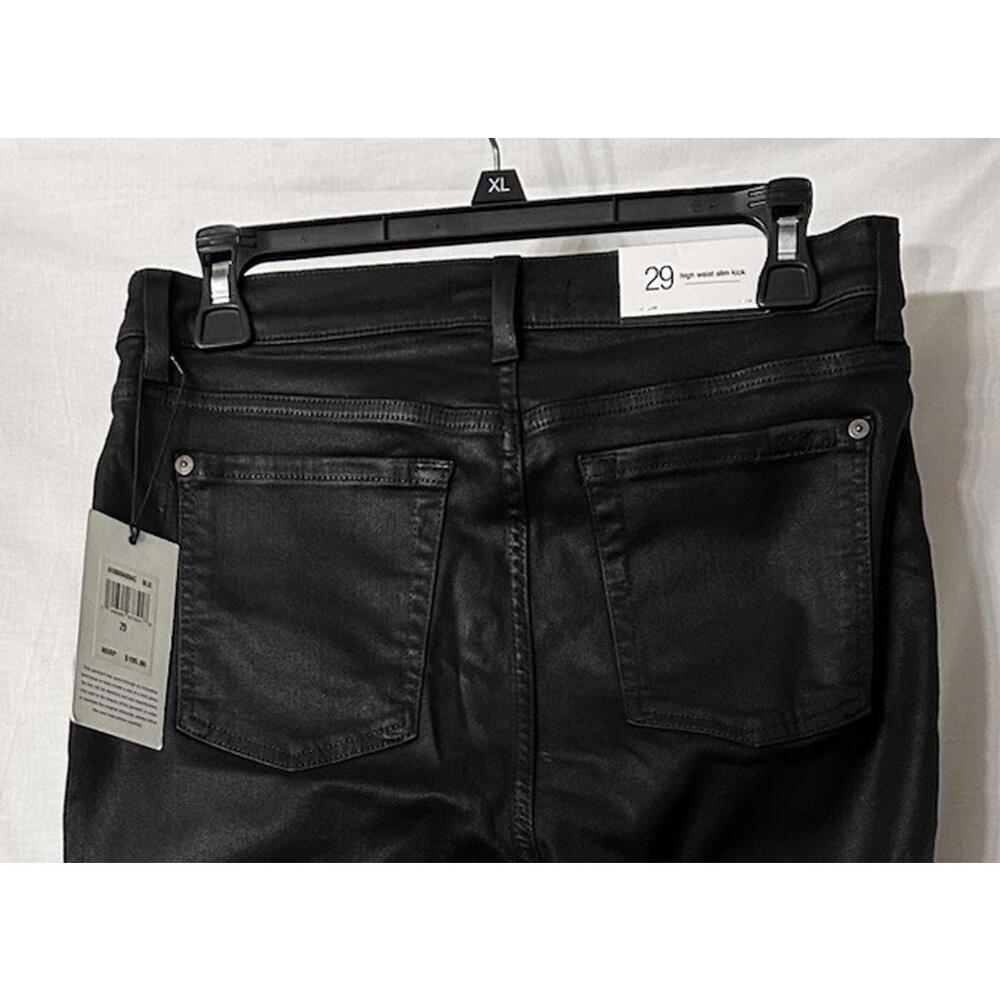 NWT 7 For All Mankind High Waist Slim Kick Womens Black Coated Jeans Size 29‎ - Picture 9 of 10